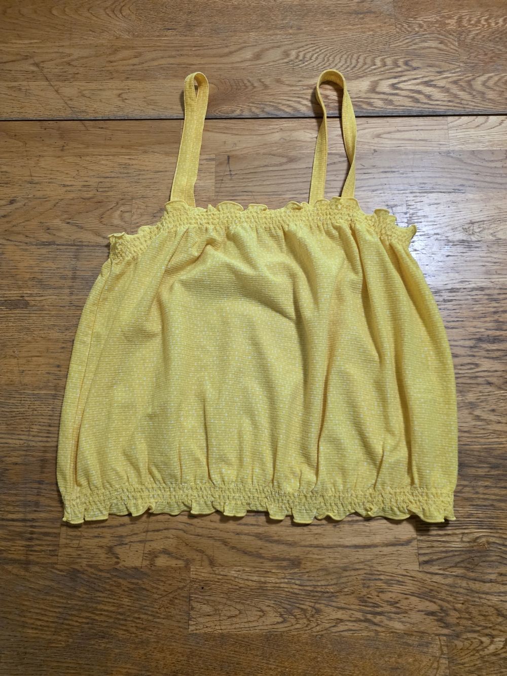 Express One Yellow Smocked RuffleTank Top
